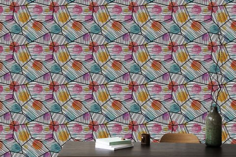 Pastel Renkli Geometrik Şekiller Duvar Kağıdı