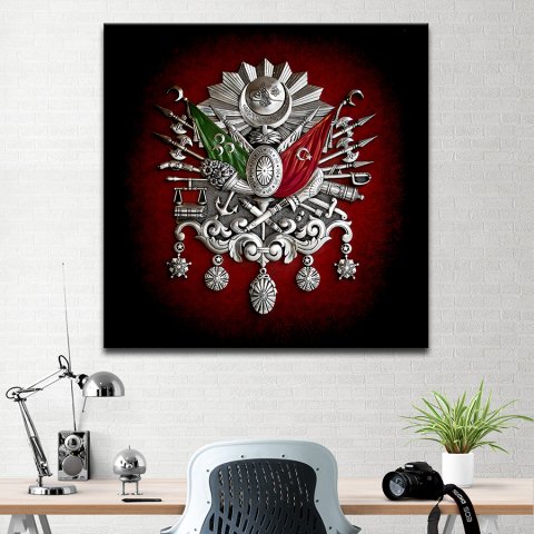 Osmanlı Devlet Arması Kanvas Tablo 50x50 Cm.