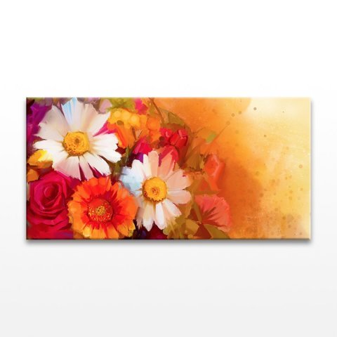 Çiçekli Kanvas Tablo 30x60 Cm.