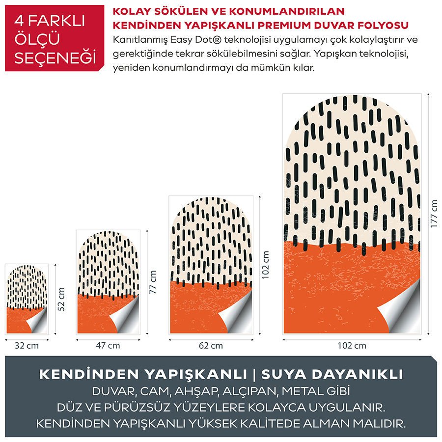 Kendinden Yapışkanlı Oval Kesim Bauhaus Geometrik Sanat Duvar Kağıdı Stickeri 100x175cm