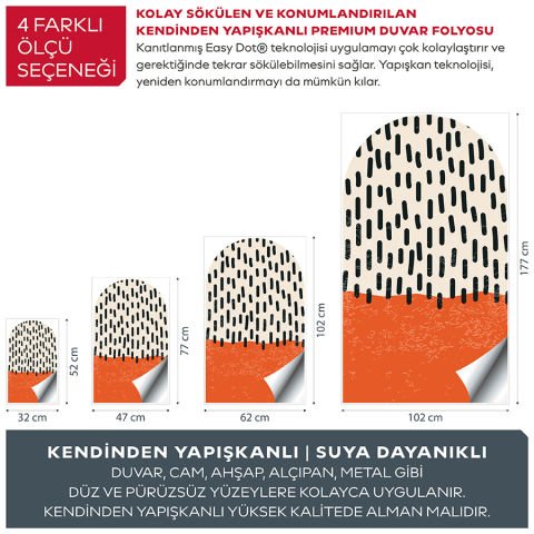 Kendinden Yapışkanlı Oval Kesim Bauhaus Geometrik Sanat Duvar Kağıdı Stickeri 100x175cm
