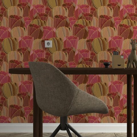 Çiçek Açan Laleler Duvar Kağıdı, Kendinden Yapışkanlı Çok Amaçlı PVC Folyo, DIY Duvar Kağıdı