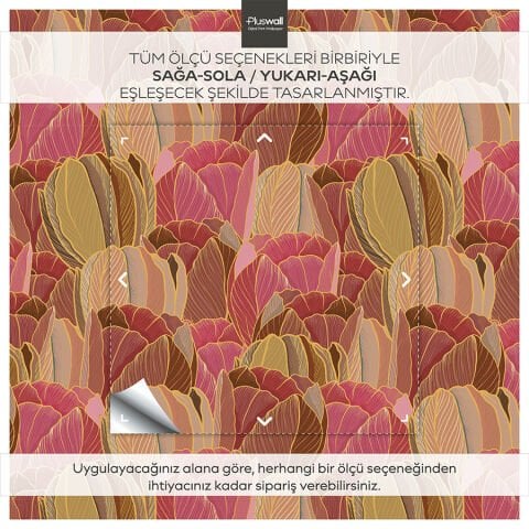 Çiçek Açan Laleler Duvar Kağıdı, Kendinden Yapışkanlı Çok Amaçlı PVC Folyo, DIY Duvar Kağıdı