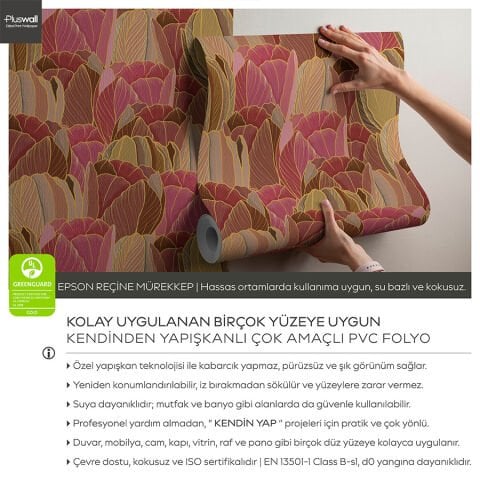 Çiçek Açan Laleler Duvar Kağıdı, Kendinden Yapışkanlı Çok Amaçlı PVC Folyo, DIY Duvar Kağıdı