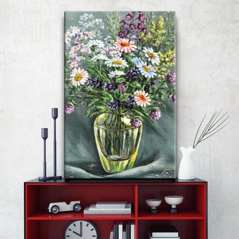 Vazodaki Çiçekler Kanvas Tablo 60x90 Cm.