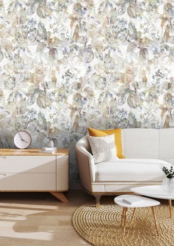 Lüks Yapraklar Modern Duvar Kağıdı | Dokulu | En:157xBoy:105 cm.