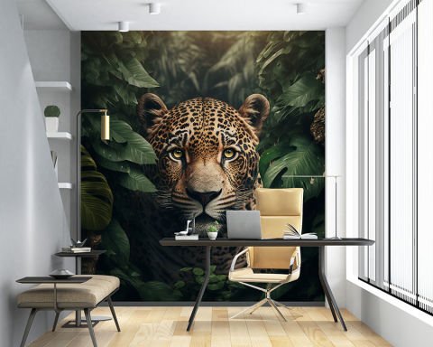 Orman Temalı Jaguar Duvar Kağıdı | En:157xBoy:105 cm.