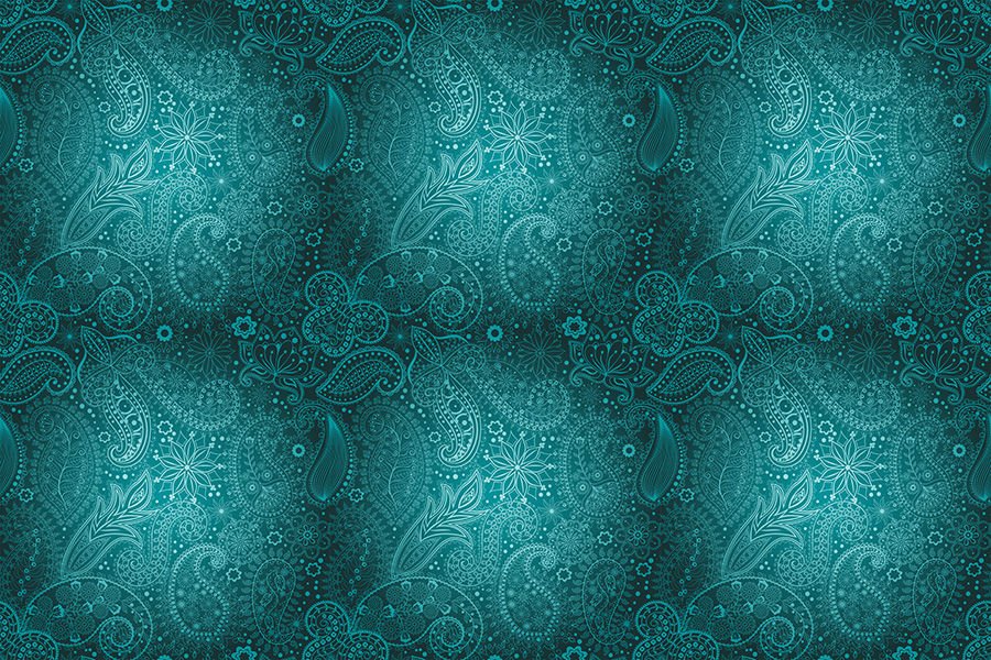 Turkuaz Lale Temalı Osmanlı Sanatı Duvar Kağıdı | En:315xBoy:210 cm.