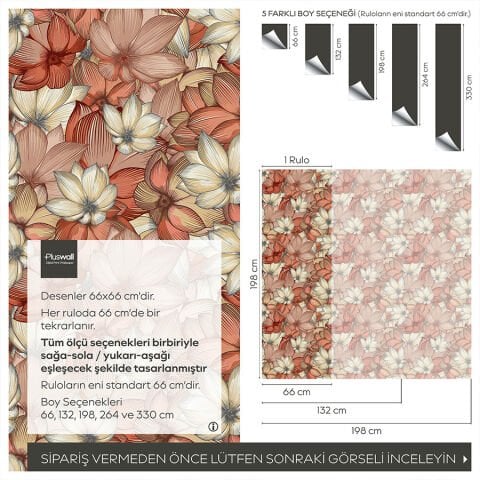 Nilüfer Çiçekleri Duvar Kağıdı, Kendinden Yapışkanlı Çok Amaçlı PVC Folyo, DIY Duvar Kağıdı