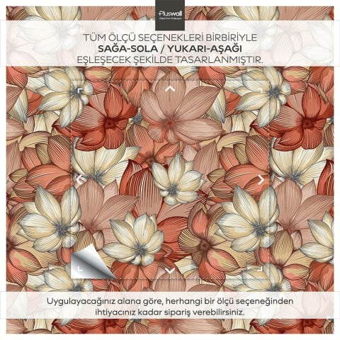Nilüfer Çiçekleri Duvar Kağıdı, Kendinden Yapışkanlı Çok Amaçlı PVC Folyo, DIY Duvar Kağıdı