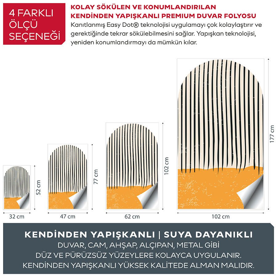 Kendinden Yapışkanlı Oval Kesim Bauhaus Geometrik Sanat Duvar Kağıdı Stickeri 60x100cm