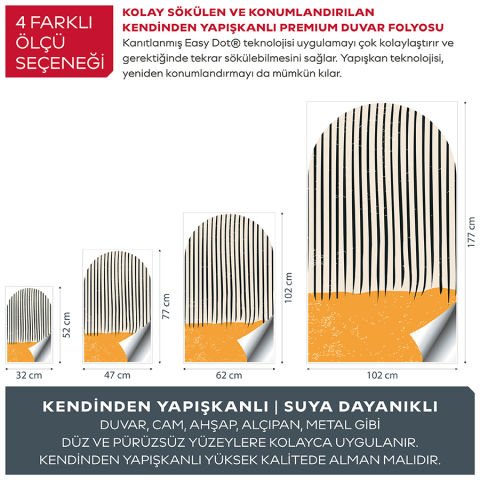 Kendinden Yapışkanlı Oval Kesim Bauhaus Geometrik Sanat Duvar Kağıdı Stickeri 60x100cm