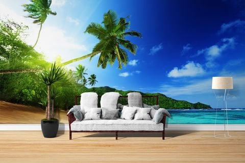 Tropikal Deniz Manzaralı Poster Duvar Kağıdı | En:157xBoy:105 cm. | Non-Woven