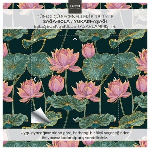 Lotus Çiçekleri Duvar Kağıdı, Kendinden Yapışkanlı Çok Amaçlı PVC Folyo, DIY Duvar Kağıdı