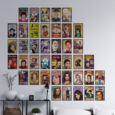 40 Parça Yeşilçam Posterleri Kendinden Yapışkanlı Sticker Seti | 10x15 cm.