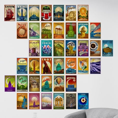 40 Parça Emrah Yücel Türkiye Serisi Kendinden Yapışkanlı Sticker Seti | 10x15 cm.