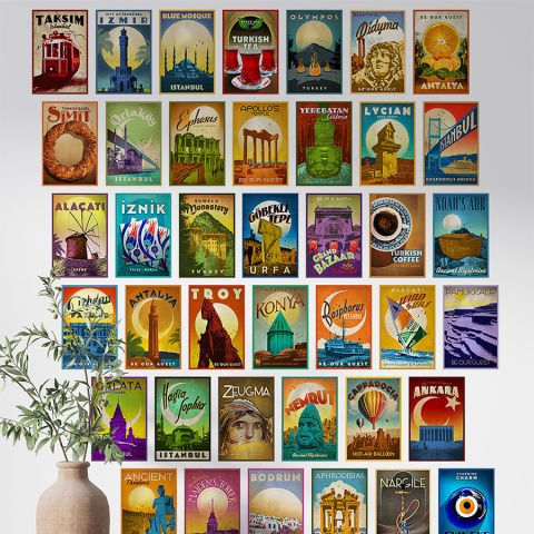 40 Parça Emrah Yücel Türkiye Serisi Kendinden Yapışkanlı Sticker Seti | 10x15 cm.
