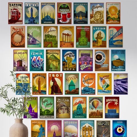 40 Parça Emrah Yücel Türkiye Serisi Kendinden Yapışkanlı Sticker Seti | 10x15 cm.