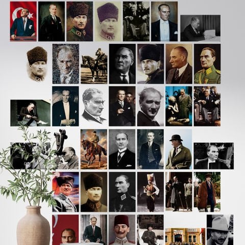 40 Parça Atatürk Serisi Kendinden Yapışkanlı Sticker Seti | 10x15 cm.