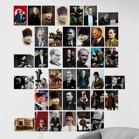 40 Parça Atatürk Serisi Kendinden Yapışkanlı Sticker Seti | 10x15 cm.