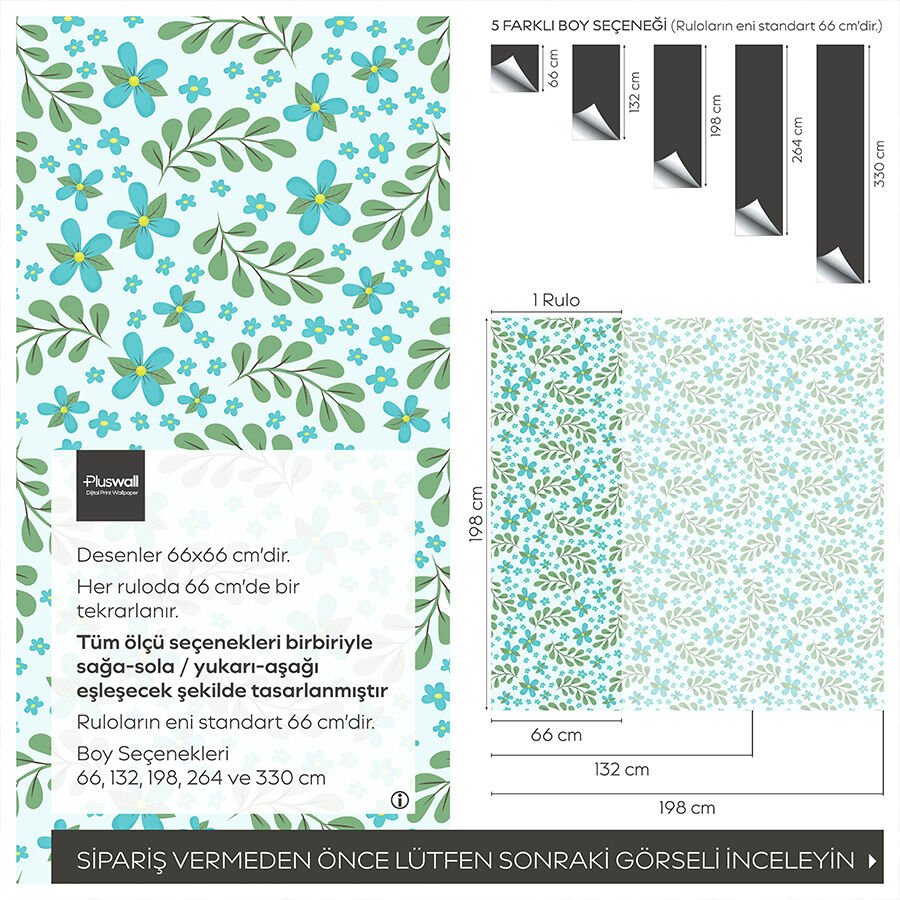 Bahar Çiçekleri Kendinden Yapışkanlı Duvar Kağıdı, Çok Amaçlı PVC Folyo, DIY Duvar Kağıdı