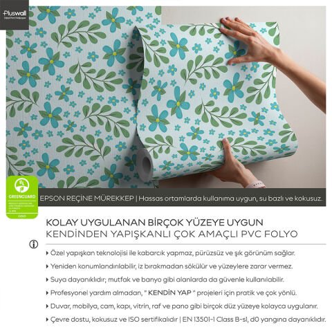 Bahar Çiçekleri Kendinden Yapışkanlı Duvar Kağıdı, Çok Amaçlı PVC Folyo, DIY Duvar Kağıdı