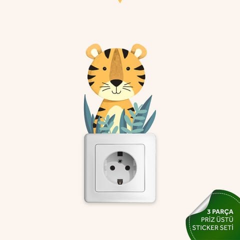 Priz Üstü 3lü Sevimli Hayvanlar Sticker Seti