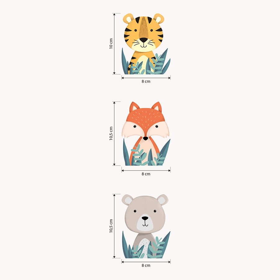 Priz Üstü 3lü Sevimli Hayvanlar Sticker Seti