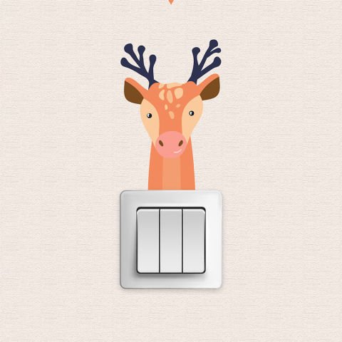 Priz Üstü 12li Sevimli Safari Hayvanları Sticker Seti