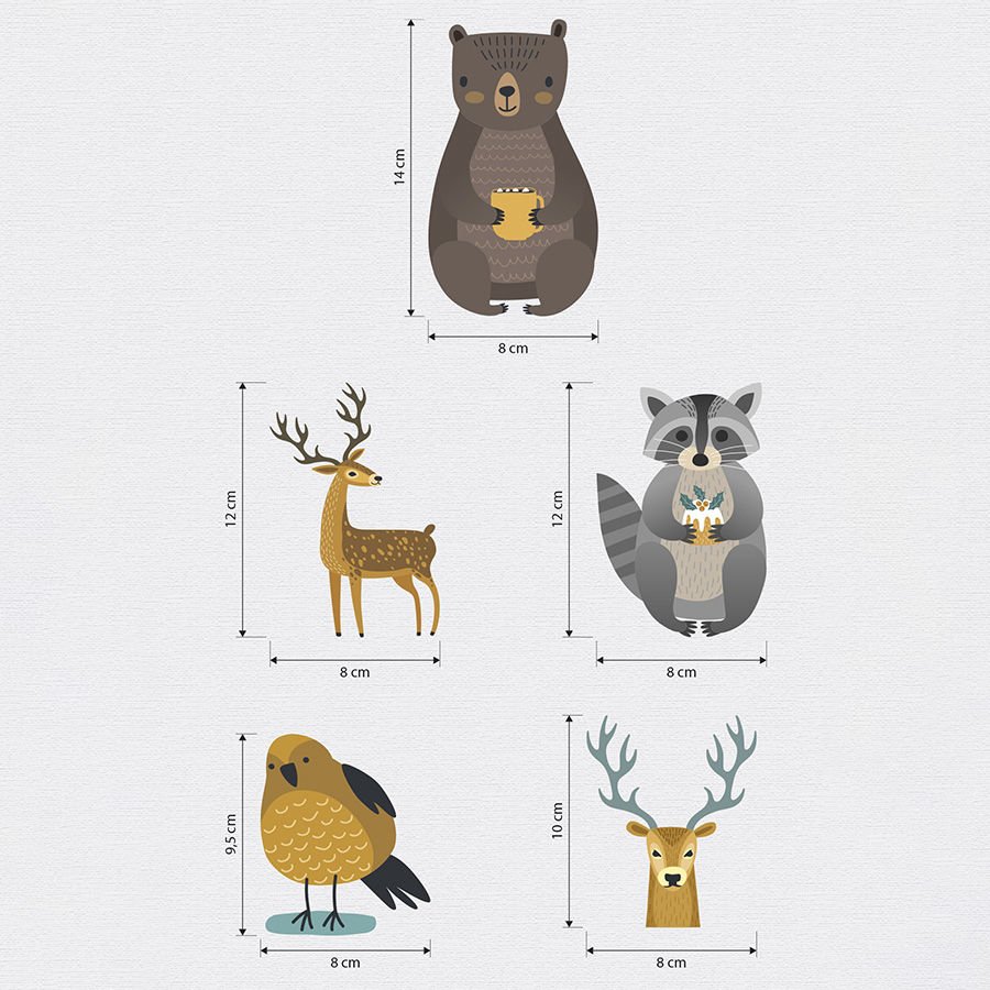 Priz Üstü 5li Sevimli Hayvanlar Sticker Seti