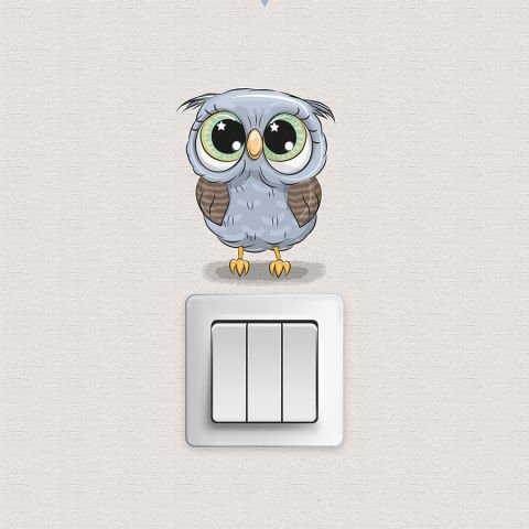 Priz Üstü 3lü Sevimli Baykuşlar Sticker Seti, Çocuk Odası Bebek Odası Duvar Çıkartmaları