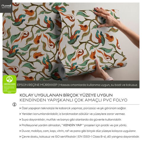 Uzak Doğu Sanatı Kendinden Yapışkanlı Duvar Kağıdı, Çok Amaçlı PVC Folyo