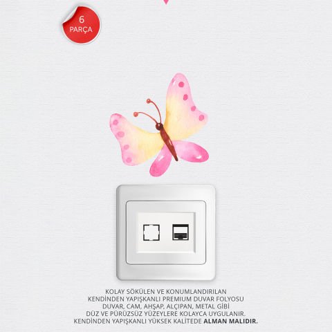 Romantik Unicornlar Priz Üstü 6lı Sticker Seti