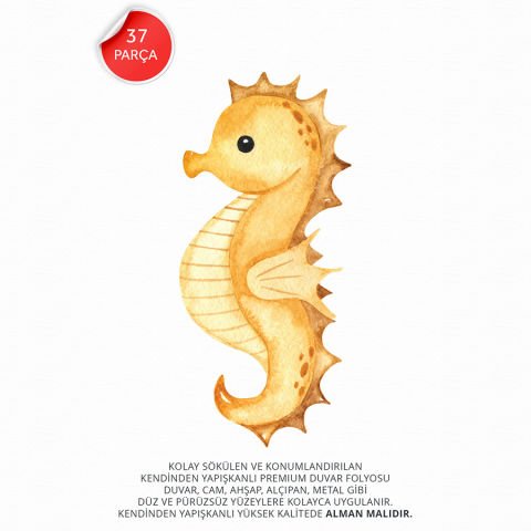 Çocuk Bebek Odası 37li Sevimli Deniz Canlıları Sticker Seti