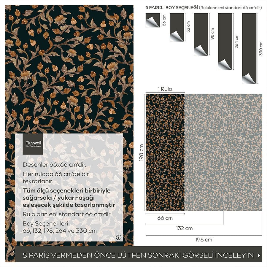 Uzak Doğu Çiçek Sanatı Kendinden Yapışkanlı Duvar Kağıdı