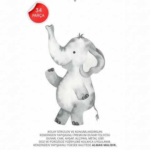 Safari Orman Hayvanları 34 Parça Sticker Seti