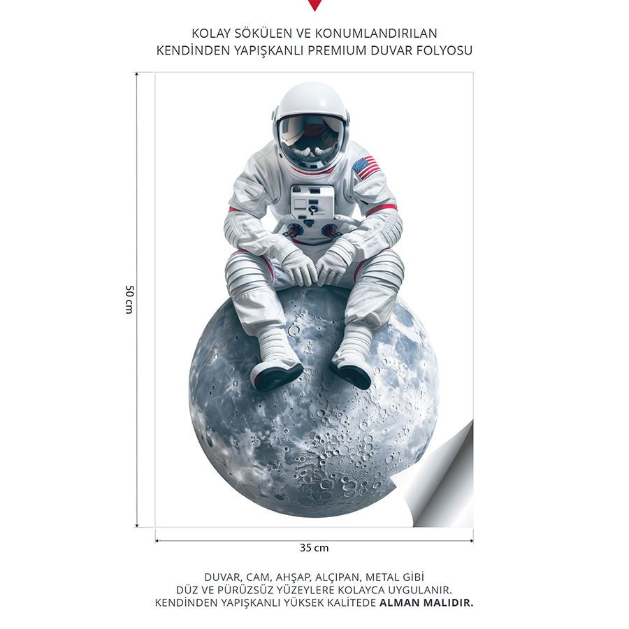 Uzay Temalı Çocuk Bebek Odası Duvar Stickeri | 35x50cm