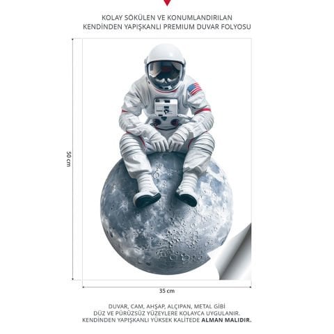 Uzay Temalı Çocuk Bebek Odası Duvar Stickeri | 35x50cm