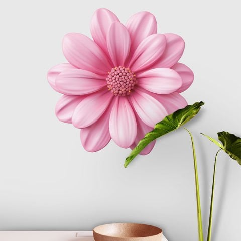 Pembe Kore Çiçeği Duvar Stickeri | 50x50cm