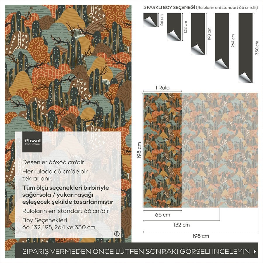 Japon Sanatı Soyut Dağlar Kendinden Yapışkanlı Yatak Odası Duvar Kağıdı