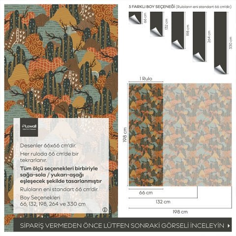 Japon Sanatı Soyut Dağlar Kendinden Yapışkanlı Yatak Odası Duvar Kağıdı