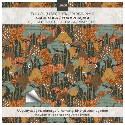 Japon Sanatı Soyut Dağlar Kendinden Yapışkanlı Yatak Odası Duvar Kağıdı