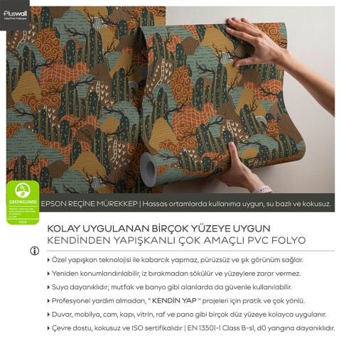 Japon Sanatı Soyut Dağlar Kendinden Yapışkanlı Yatak Odası Duvar Kağıdı