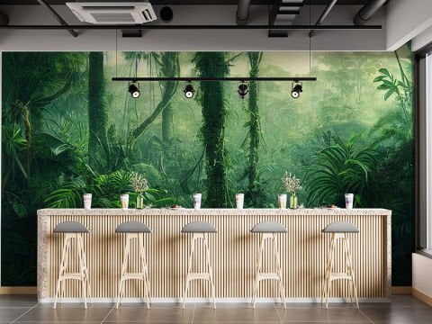 Yeşil Yapraklar Ağaçlar Tropikal Orman Duvar Kağıdı