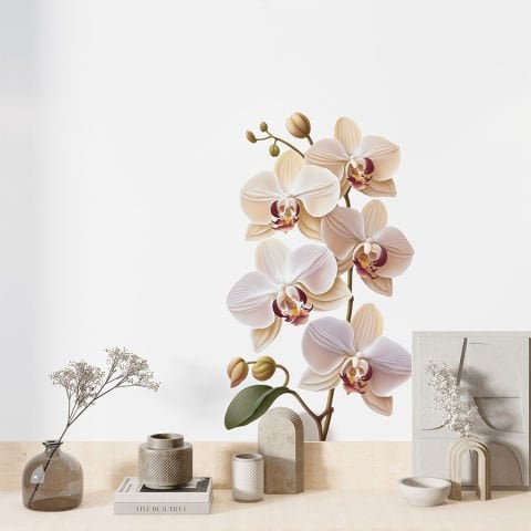 Orkide Çiçeği Duvar Stickeri, Çiçekli Duvar Dekorasyonu | 30x50cm
