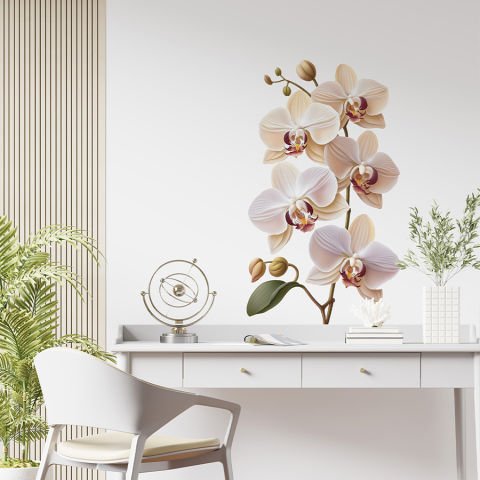 Orkide Çiçeği Duvar Stickeri, Çiçekli Duvar Dekorasyonu | 30x50cm