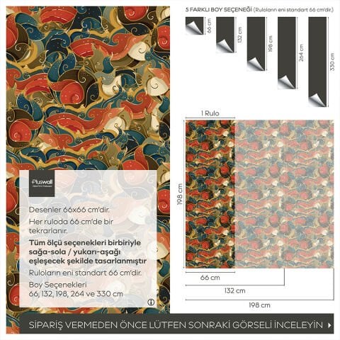 Japon Soyut Sanat Boho Oryantal Kendinden Yapışkanlı Duvar Kağıdı