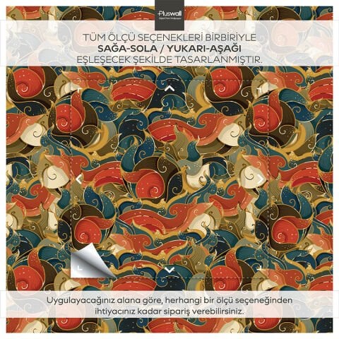 Japon Soyut Sanat Boho Oryantal Kendinden Yapışkanlı Duvar Kağıdı