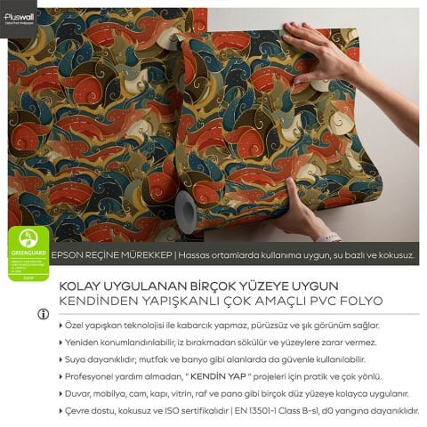 Japon Soyut Sanat Boho Oryantal Kendinden Yapışkanlı Duvar Kağıdı