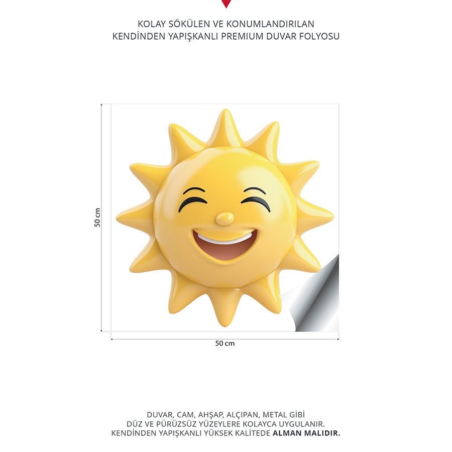 Sevimli Güneş Duvar Stickeri | 50x50cm